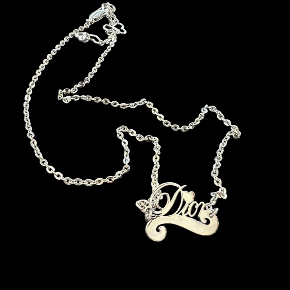 Dior Silver Script Necklace